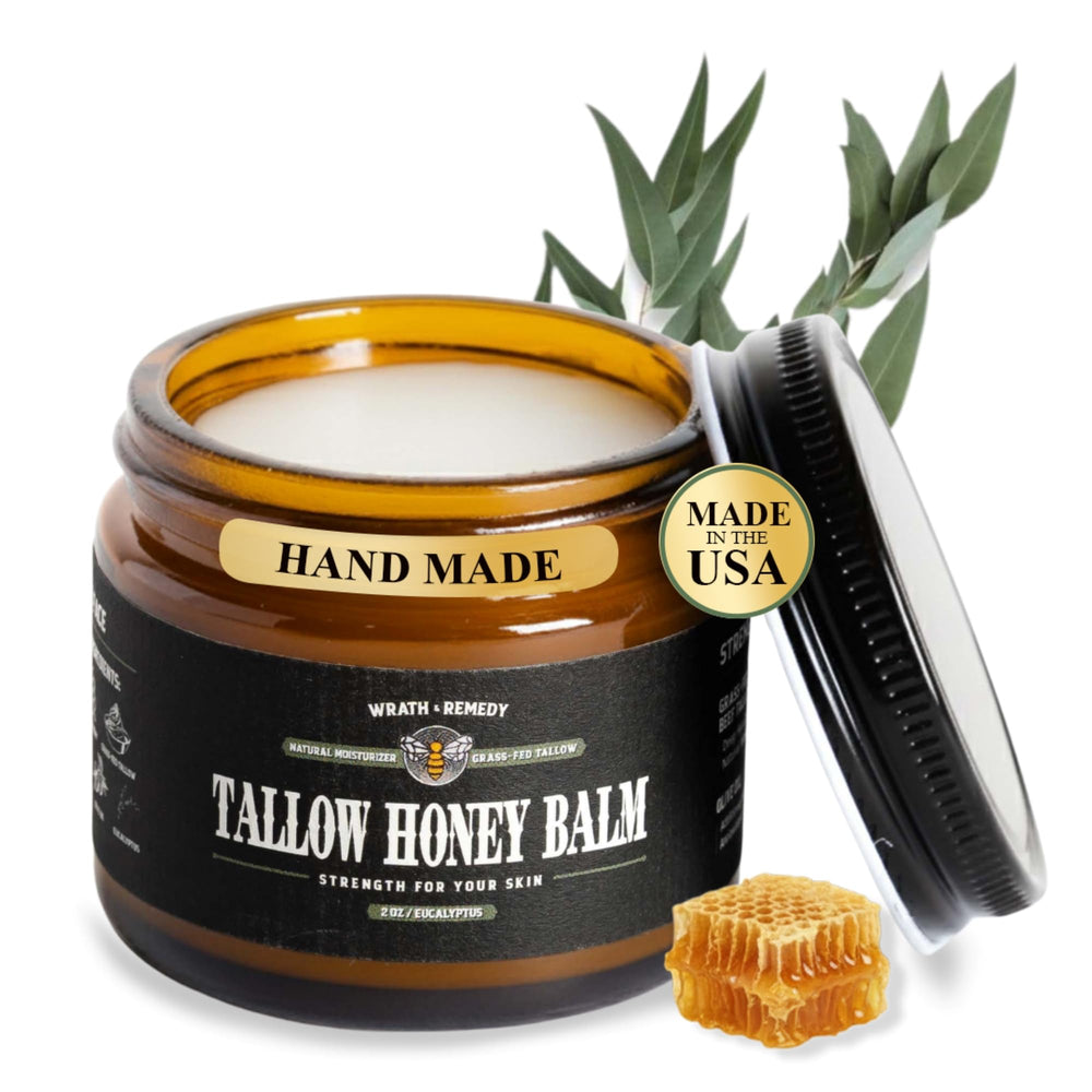 Wrath & Remedy: pot de baume tallow non fouette eucalyptus, hydratation longue duree.