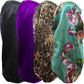 Bonnet satin Wzl Wlg ensemble 4 pièces avec motifs colorés protégeant les cheveux pendant la nuit