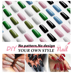 Application des ongles XCREANDO auto-collants avec colle, pose rapide.