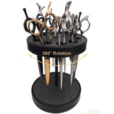 XDONEF porte-ciseaux rotatif en bois noir, rangement rapide et accessible pour ciseaux.
