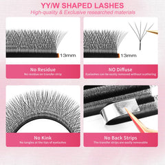 XIUSUZAKI extensions cils 5D W épaisseur 0,07 mm, courbure D pour un effet flexible