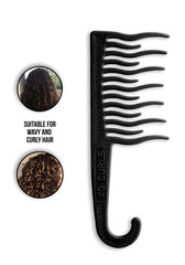 XO Curls peigne-douches avec crochet d'accroche pour un rangement rapide.
