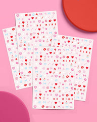 Autocollants coeurs bonbon xo-fetti rose, décor adorable.