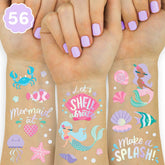 tatouages xo Fetti sirène avec feuilles iridescentes, parfaits pour une fête sous-marine