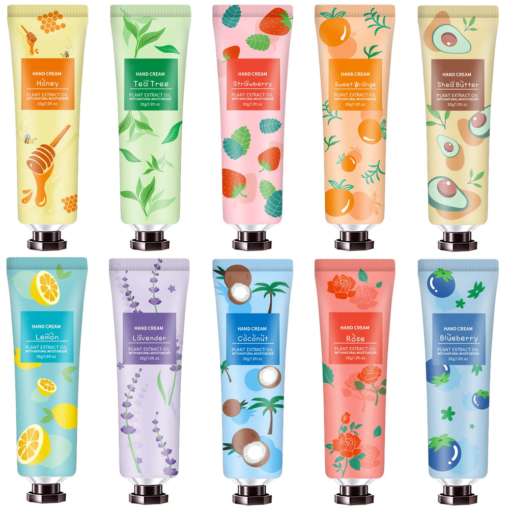 YAERZI coffret 10 crèmes mains, ensemble pratique pour l'hydratation quotidienne.