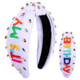 YAHPERN bandeau anniversaire avec nœud top et paillettes pour briller