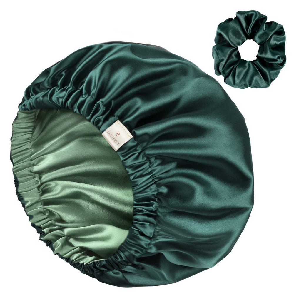YANIBEST bonnet satin ajustable double couche sage pour cheveux doux et protégés
