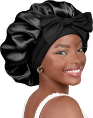 Bonnet YANIBEST satin ajustable pour dormir, réduit le frottement et protège les cheveux.