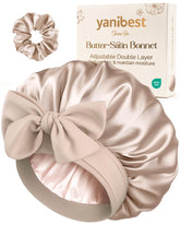 YANIBEST bonnet satin double couche, protection nocturne et réduction du frottement.
