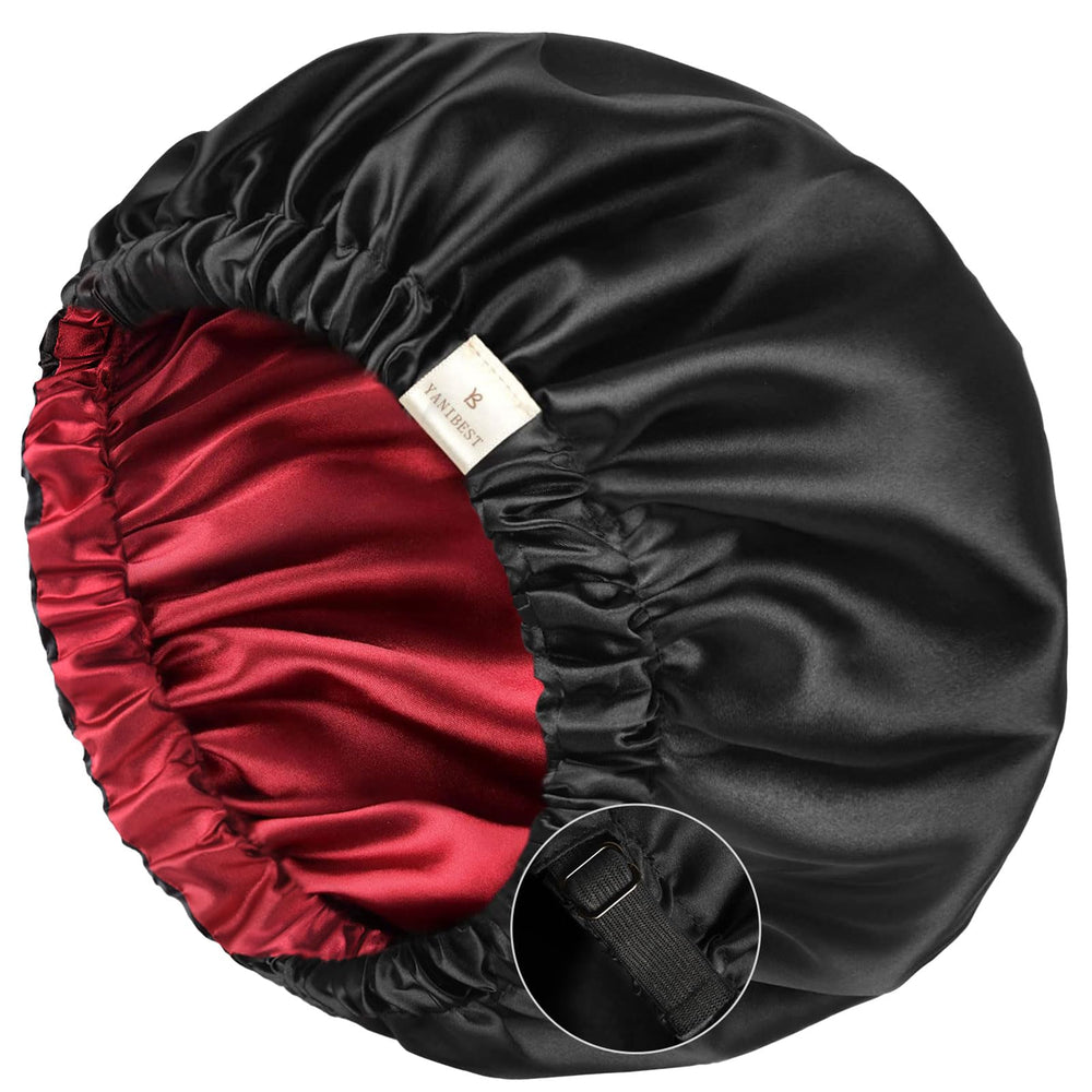 YANIBEST Bonnet Satin Double-Couche ouvert protège les cheveux pendant le sommeil