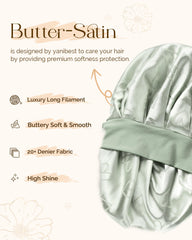 Yanibest bonnet satin réglable coiffure boucles vert préserve les boucles et l'hydratation