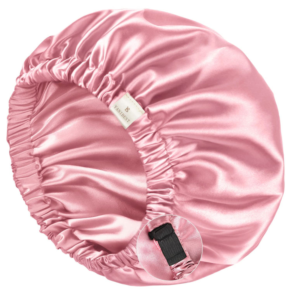 YANIBEST bonnet en satin rose doré pour un sommeil doux et soin cheveux.