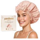 Yanibest cap de douche étanche en nylon noir protège les cheveux.