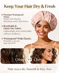 Yanibest cap douche pêche-rose léger et rapide à sécher après usage.