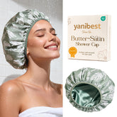 YANIBEST shower cap waterproof outer layer keeps hair dry during showers