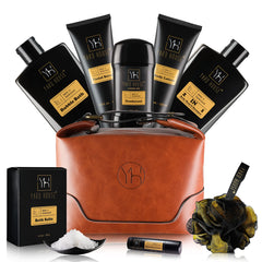 Coffret Yard House kit soin homme Ambre Santal, rituel spa à domicile.