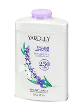 Yardley Lavande anglaise, talc en flacon doux et parfumé pour la peau.