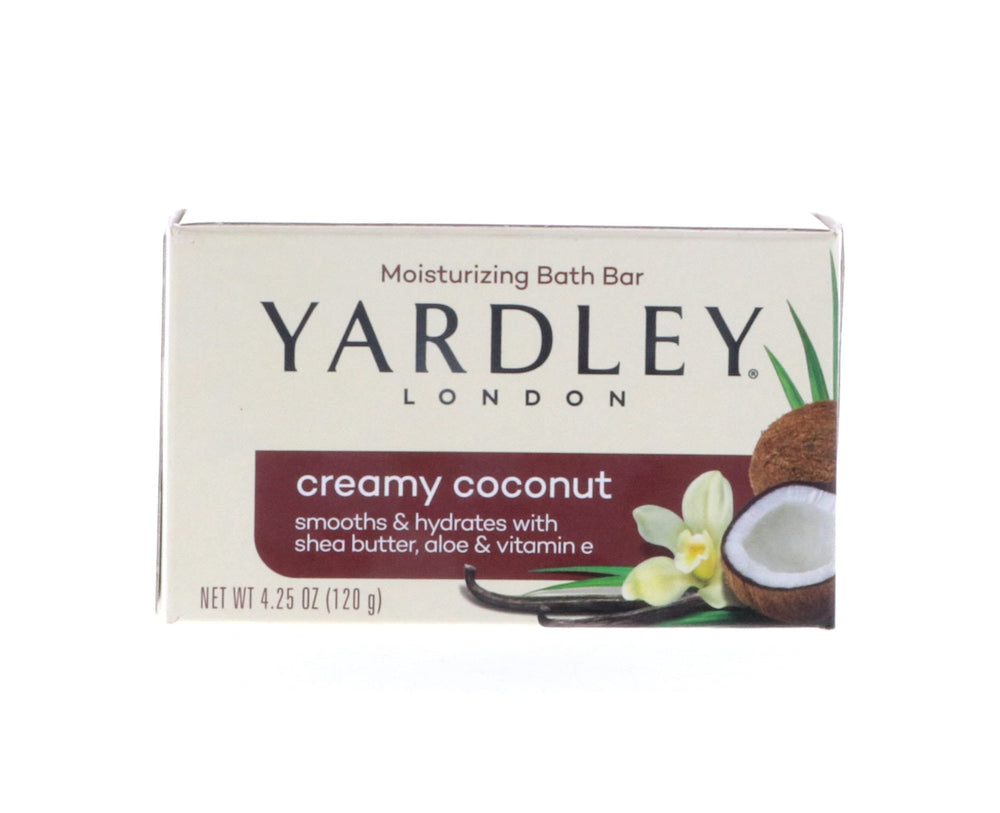 Yardley London creamy coconut bath bar eight-bars pack for daily use and long-lasting fragrance.