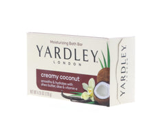 Yardley London creamy coconut bath bar with warm, beach-inspired scent.
