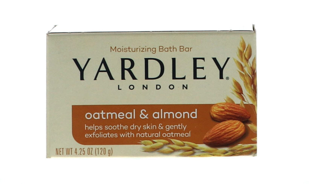 Savon Yardley London avoine-amande, barre hydratante pour peau douce.