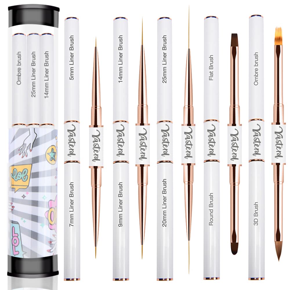 Pinceaux Yasterd double-tete pour ongles, précision et polyvalence.