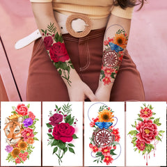 Tatouages Yazhiji fleurs extralarges-dos-de-main; allure audacieuse sans douleur ni engagement