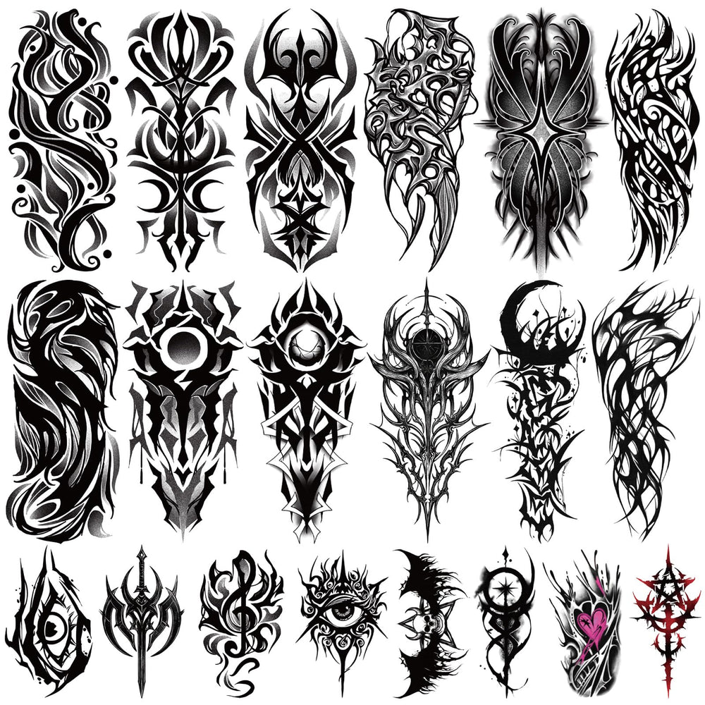 Yazhiji tatouage cyber-sigilism, 77-feuilles, motifs complexes pour cosplay et fête