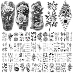 Tatouages Yazhiji fleurs sur le cou, look chic et longue tenue.