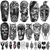 Tatouage Yazhiji Viking – motifs 77 feuilles, parfait pour cosplay et événements.