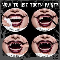 YBUETE peinture dentaire blanche sur dents, parfaites pour un look vampire réaliste.