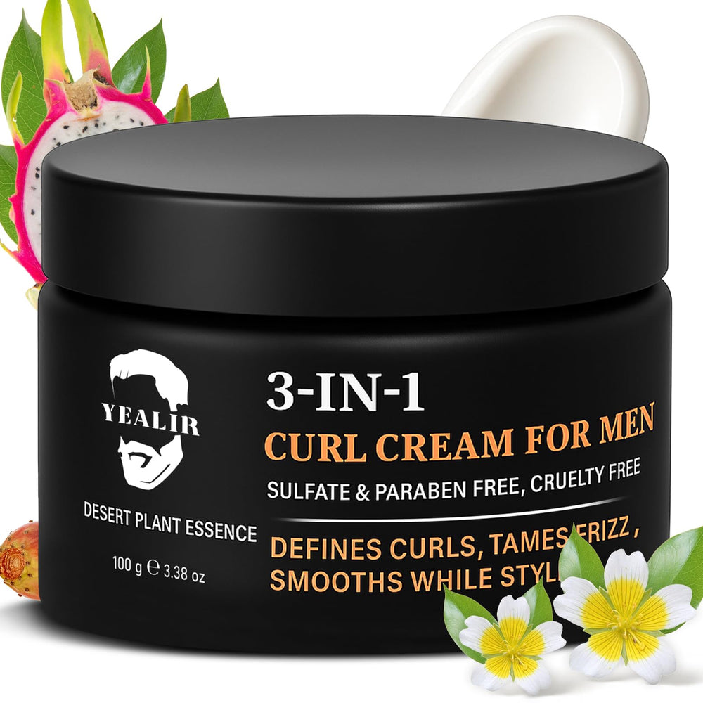 YEALIR crème 3-en-1 pour boucles, définition sans lourdeur.