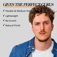 Hands applying YEALIR Curl Cream for Men for lightweight hydration.