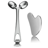 Yeamon ensemble-outils-guasha-visage-et-rouleau pour un massage du visage rafraîchissant.