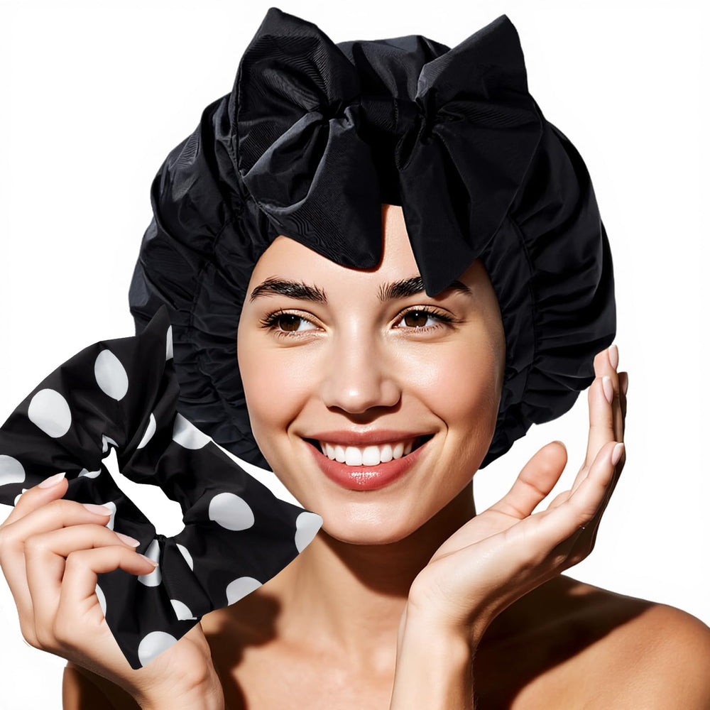 Years Calm capuchon douche noeud satin – protège les cheveux tout en ajoutant une touche élégante.