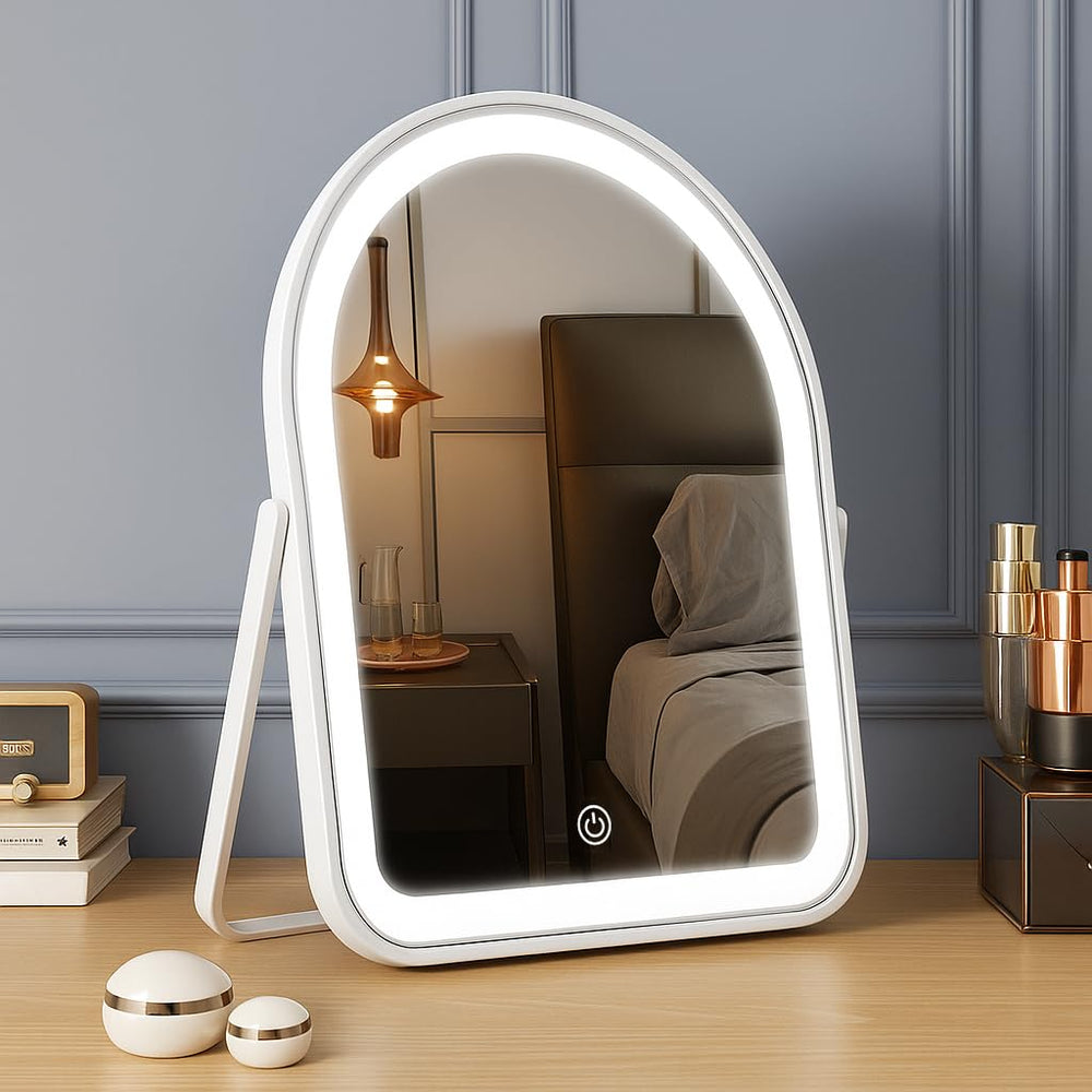 YEKKOPT miroir vanité lumineux arqué 10x7,8 pouces, parfait pour un maquillage précis.