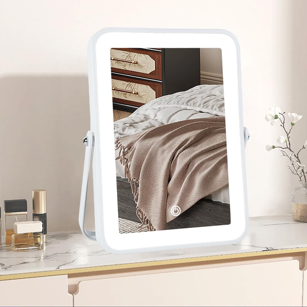 YEKKOPT Miroir vanité rechargeable avec lumière, idéal pour maquillage précis.