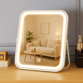 YEKKOPT Miroir vanité rechargeable avec lumière allumée, idéal pour un maquillage précis.