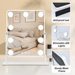 YEKKOPT Miroir maquillage 9 LED, illumination uniforme pour maquillage précis.