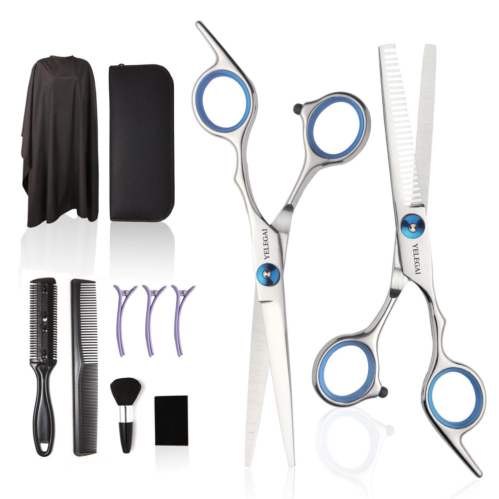 YELEGAI kit ciseaux coiffure 11 pièces, prêt pour usage domestique et professionnel.
