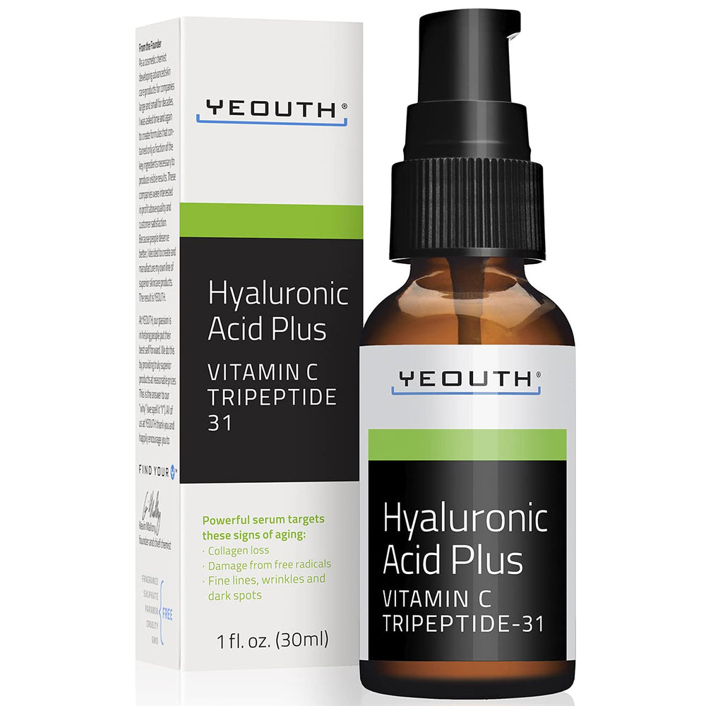 YEOUTH Sérum Hyaluronique avec vitamine C, hydratation en profondeur pour une peau lumineuse
