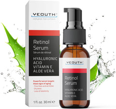 YEOUTH sérum retinol flacon avec étiquette, hydratation visage efficace