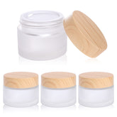 Pot en verre givré Yerpkefey 50 ml avec couvercle étanche, idéal pour cosmétiques quotidiens.