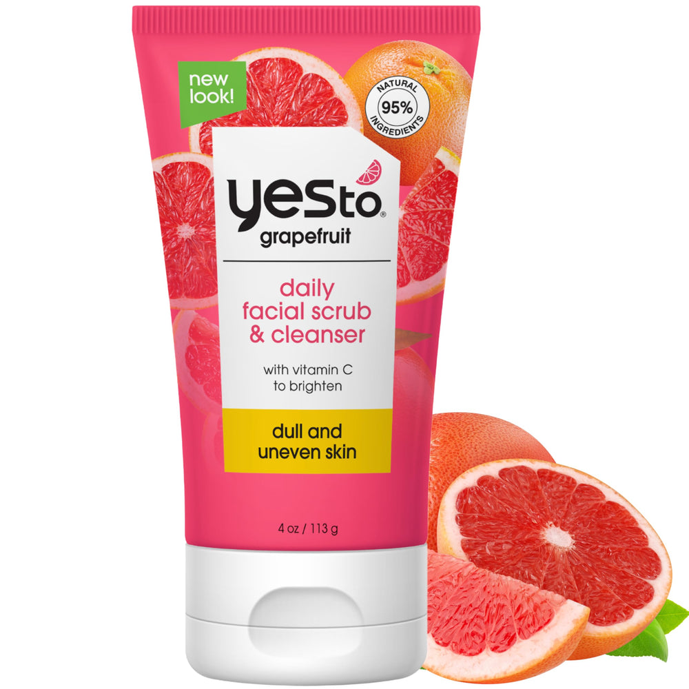 Yes To Pamplemousse Gommage Visage - bouteille lumineuse prête pour la routine quotidienne.