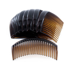 Peigne latéral Yeshan brun, 8x5 cm, 22 dents, maintien fiable.