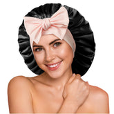 Bonnet YFONG en soie double couche pour dormir, douceur et protection des cheveux.