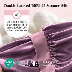 Texture soyeuse du bonnet YFONG, surface lisse pour réduire les frisottis nocturnes.