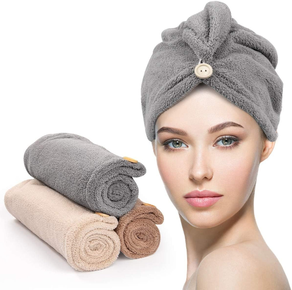 YFONG pack de 3 serviettes microfibre pour séchage rapide des cheveux.
