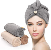 YFONG pack de 3 serviettes microfibre pour séchage rapide des cheveux.
