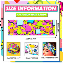 Bandeau neon yfstyle 80s-90s pour sport, ajustement flexible et agréable.