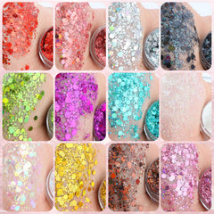 YGQQOY paillettes visage lueur holographique pour un effet spectaculaire tout au long de la soirée.